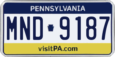 PA license plate MND9187