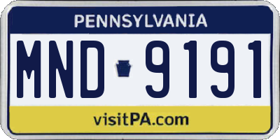 PA license plate MND9191