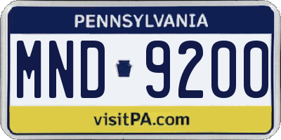 PA license plate MND9200