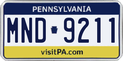 PA license plate MND9211