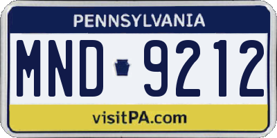 PA license plate MND9212