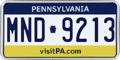 PA license plate MND9213