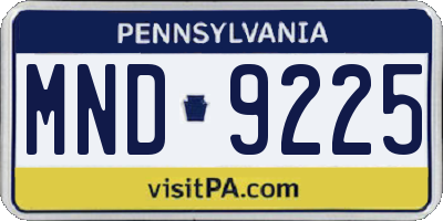 PA license plate MND9225
