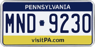 PA license plate MND9230