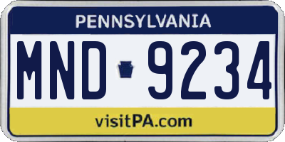 PA license plate MND9234