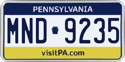 PA license plate MND9235