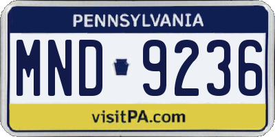 PA license plate MND9236