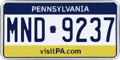 PA license plate MND9237