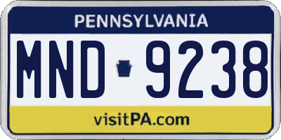 PA license plate MND9238