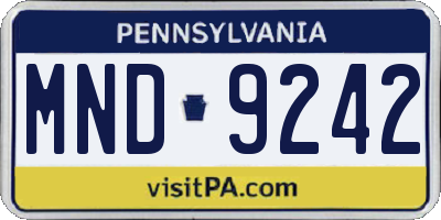 PA license plate MND9242