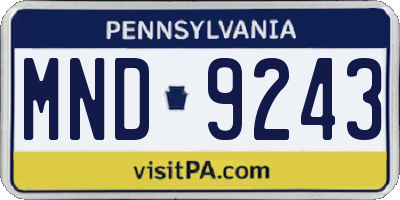 PA license plate MND9243