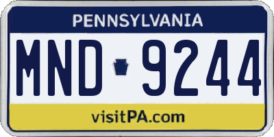 PA license plate MND9244