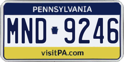 PA license plate MND9246