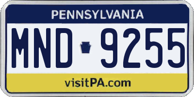 PA license plate MND9255
