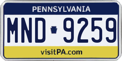 PA license plate MND9259