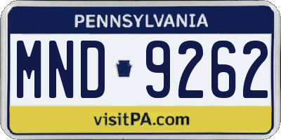 PA license plate MND9262