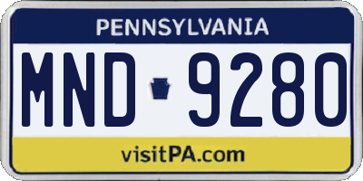 PA license plate MND9280