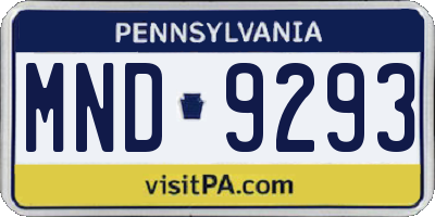 PA license plate MND9293