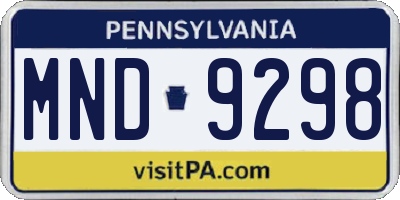 PA license plate MND9298
