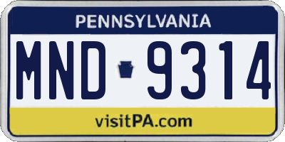 PA license plate MND9314