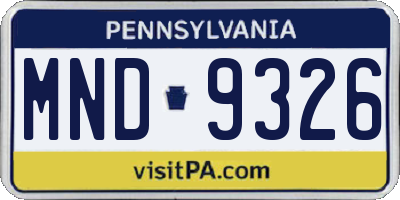 PA license plate MND9326