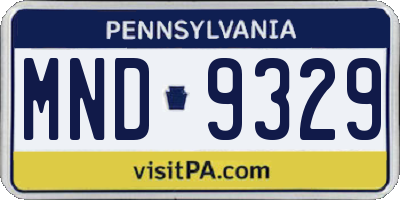 PA license plate MND9329