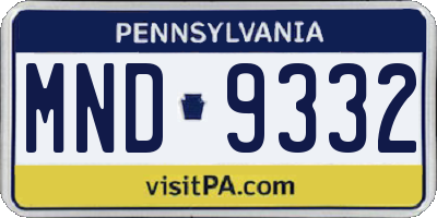 PA license plate MND9332