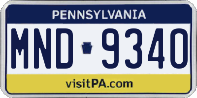 PA license plate MND9340