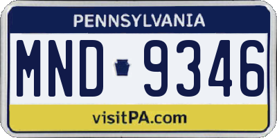 PA license plate MND9346
