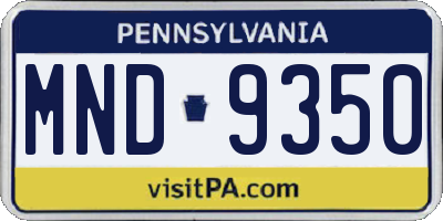 PA license plate MND9350