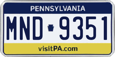 PA license plate MND9351