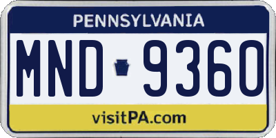 PA license plate MND9360