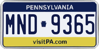 PA license plate MND9365