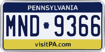 PA license plate MND9366