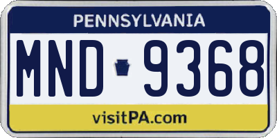PA license plate MND9368