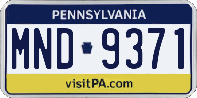 PA license plate MND9371