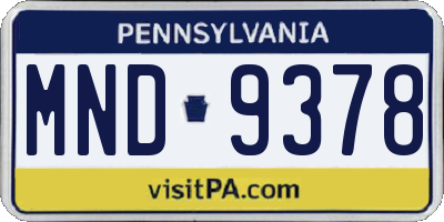 PA license plate MND9378