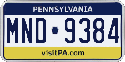 PA license plate MND9384