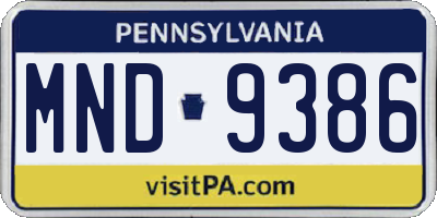 PA license plate MND9386