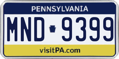 PA license plate MND9399