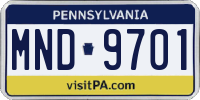 PA license plate MND9701