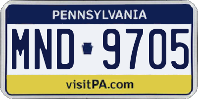 PA license plate MND9705