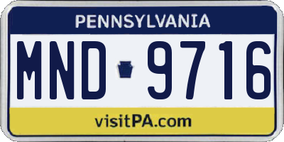 PA license plate MND9716