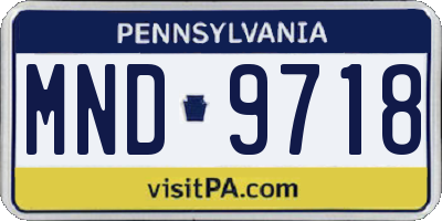 PA license plate MND9718