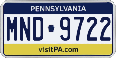 PA license plate MND9722