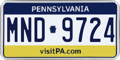 PA license plate MND9724