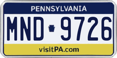 PA license plate MND9726