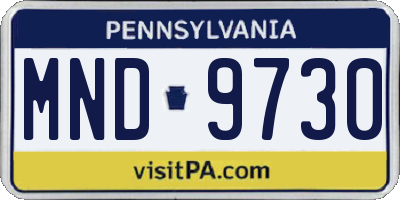 PA license plate MND9730
