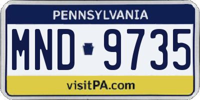 PA license plate MND9735