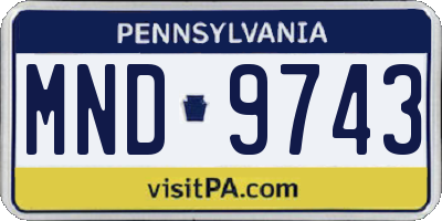 PA license plate MND9743